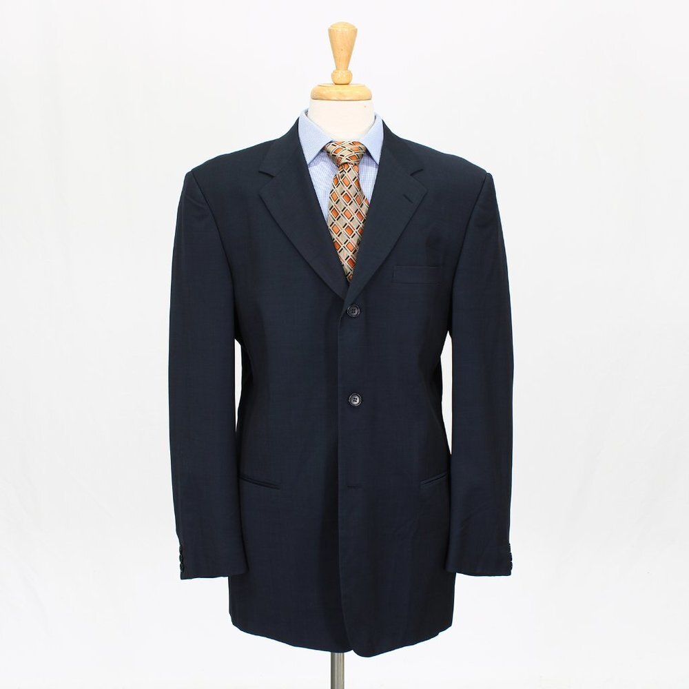 Cerruti 1881 44L Navy Solid 3-Button Sport Coat Blazer Jacket V175